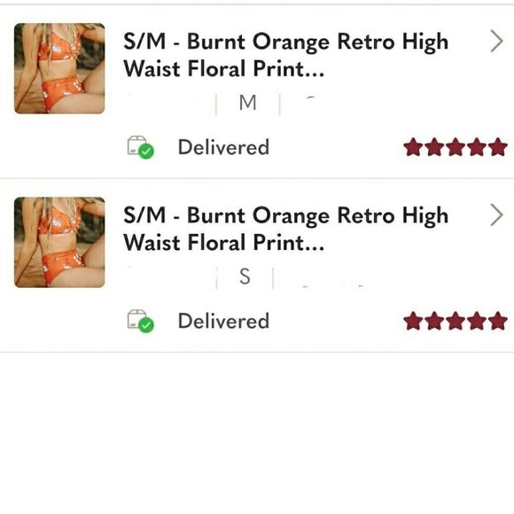 NWT L: Burnt Orange Retro High Waist Floral Print Set - Picture 4 of 4
